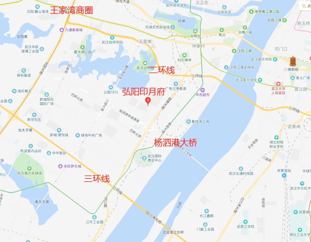 汉阳区墨水湖南路与江堤中路交汇处.